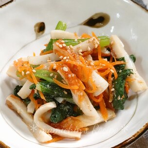 ちぢみ小松菜と卵の萌黄炒め