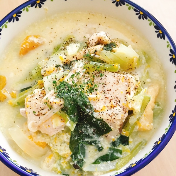 ダイエットに最強!まごわやさしい豆乳ごまみそスープ - macaroni