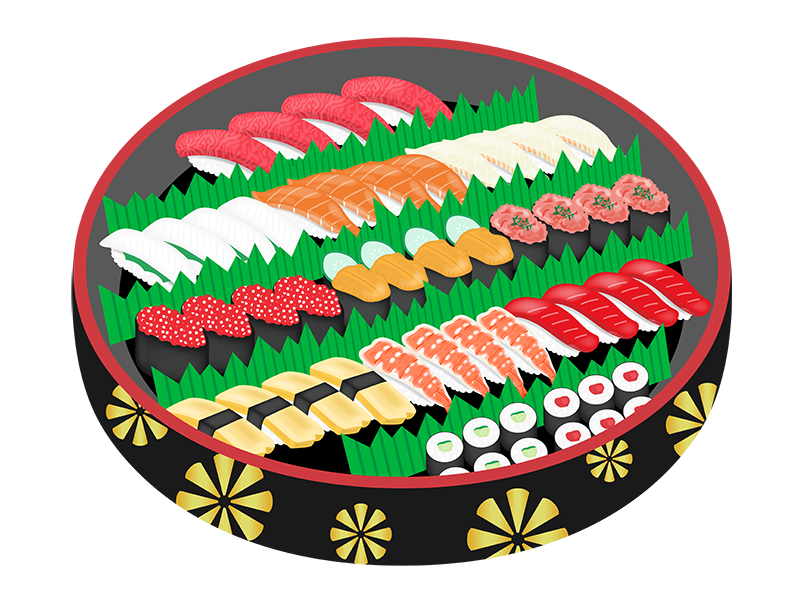 かわいいサーモン寿司イラスト・フリー素材なら「シンテリ」