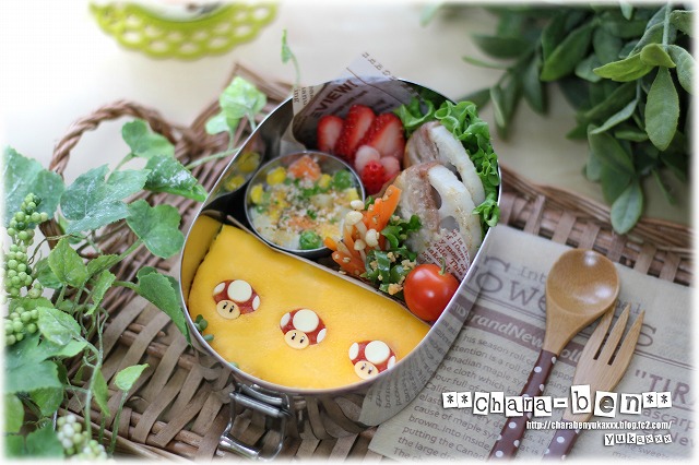 簡単キャラ弁☆ニンジンＤＥきのこちゃんのお弁当♪