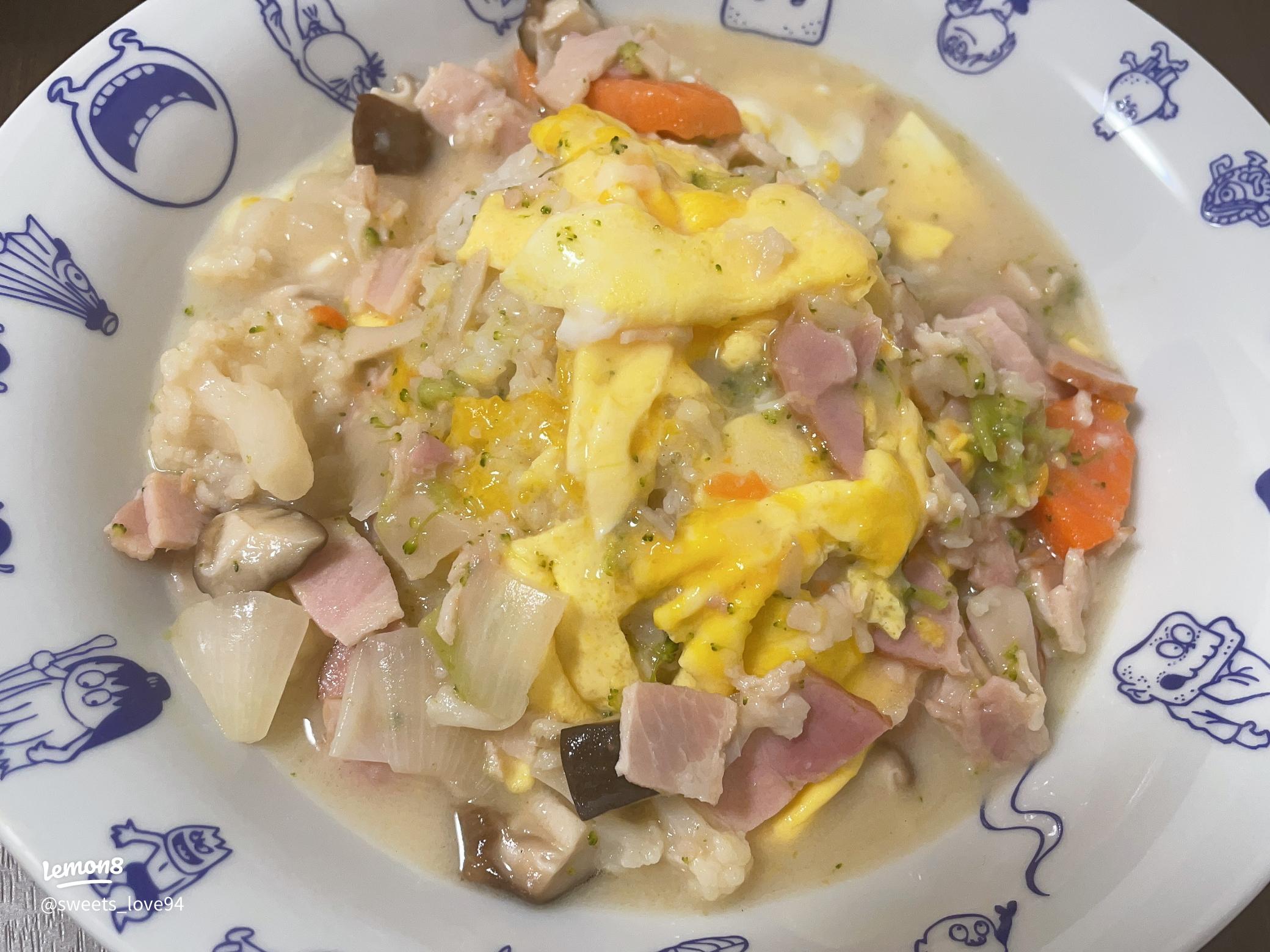 U-doki男飯レシピ きのこと鮭のクリームオムライス