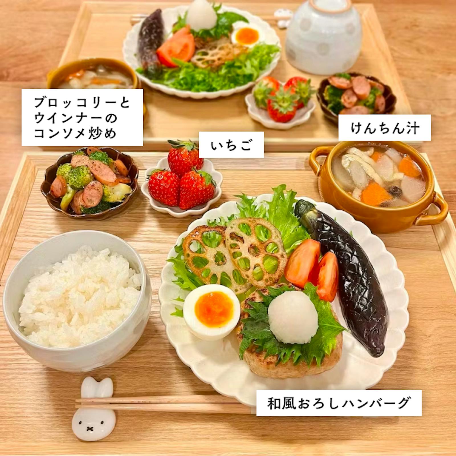 定期便 手捏ね 和風ソース ハンバーグ合計4回ハンバーグ 手ごね 和風 国産 晩御飯 おかず お弁当 冷凍 合挽 レンジ 温めるだけ レンチン湯銭 福岡 お土産 九州 福岡土産 福岡県 和風ハンバーグ🥢 副菜も一緒に乗せて定食っぽくしてみた🌸自炊 自炊記録 炒め物