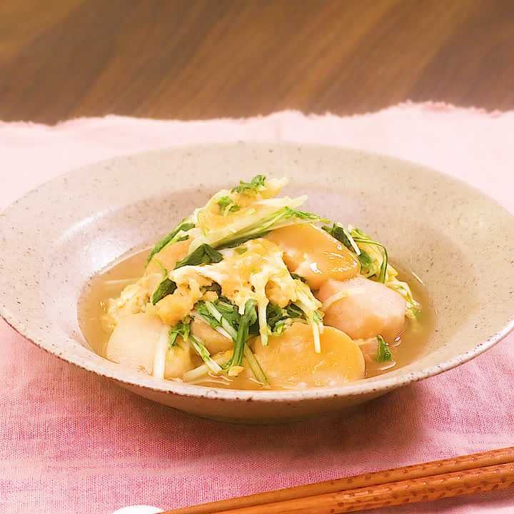 簡単♪水菜とお揚げの卵とじ