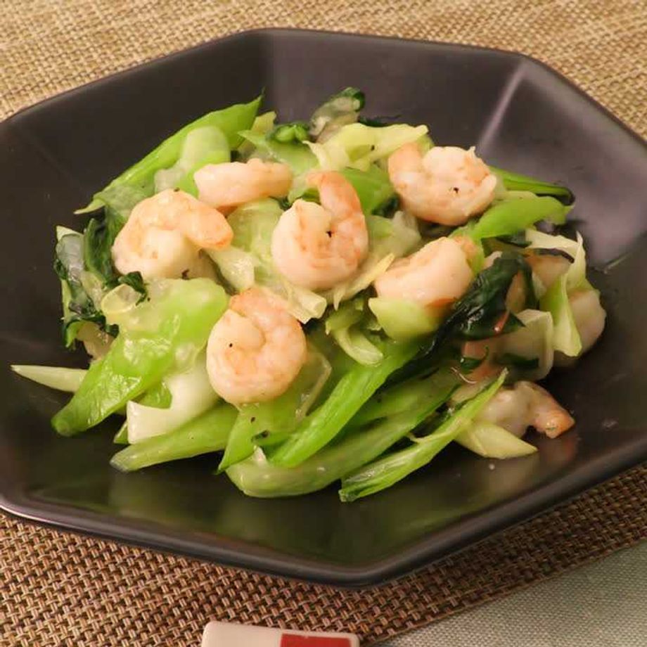 チンゲンサイと海老の塩炒め │ 大皿晩菜