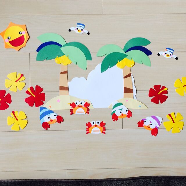 製作キット保育 壁面カニ 壁面夏 製作キット夏 保育 壁面 壁面7月 壁面