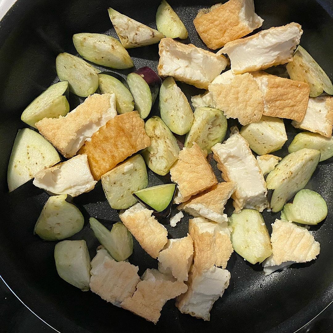 なすのはさみ揚げ＊甘酢あんかけ