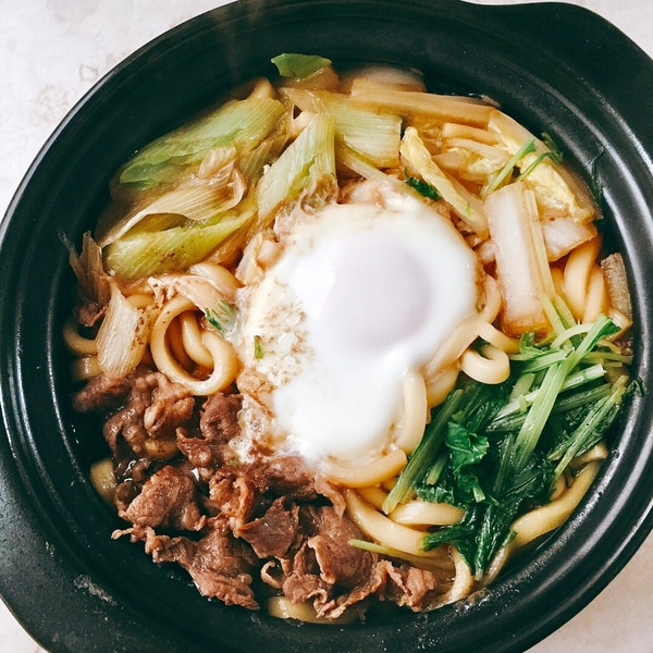 すきやき風 鍋焼きうどん