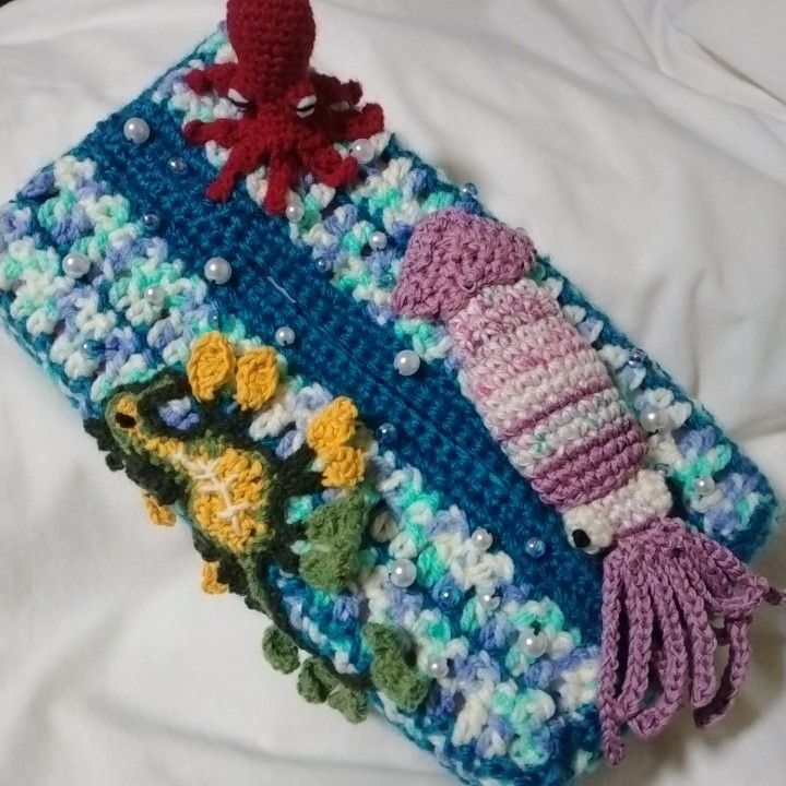 キット ケーブル模様のティッシュカバー glitt-1 星野真美デザイン KN編み物キット チェビオットウール ティッシュケース