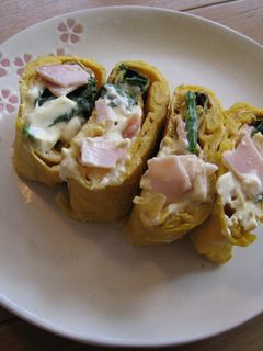 ほうれん草とチーズの卵焼き