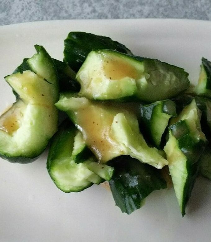 めかぶともずく、蛇腹きゅうりのキムチ風