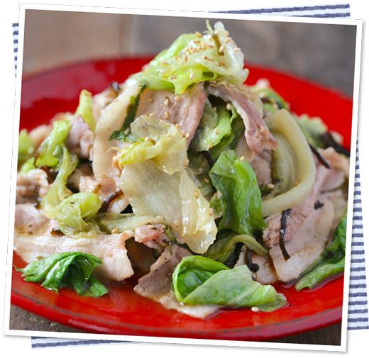 豚バラとレタスのレンジ蒸し