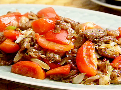 牛肉とトマトのオイスター炒め