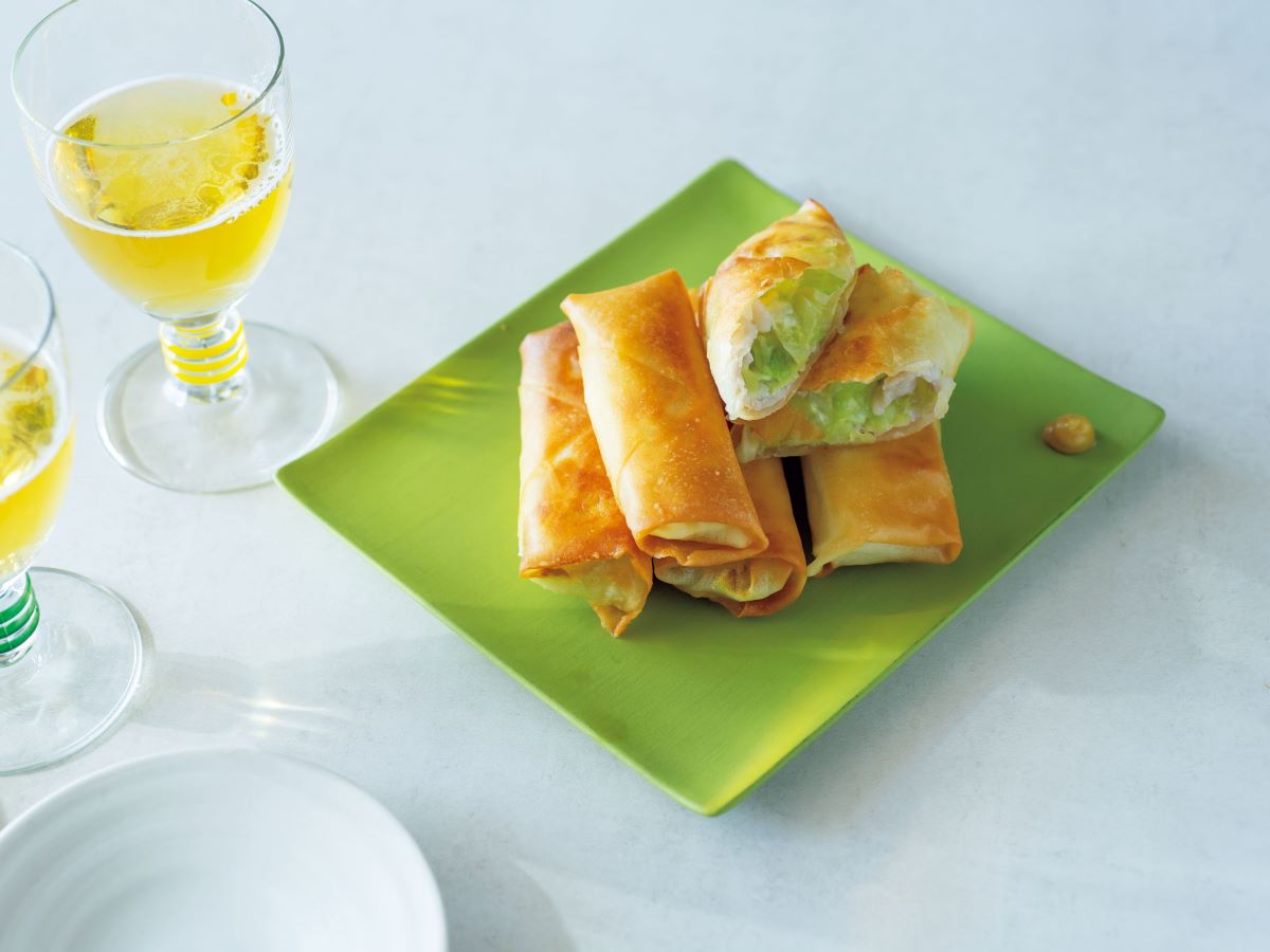 ●カキ、クリームチーズ、ディルの春巻き