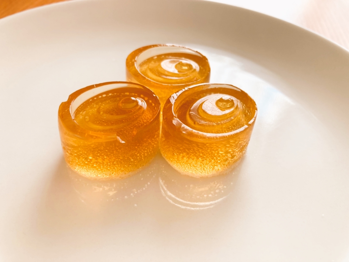 オレンジジュースでグミ