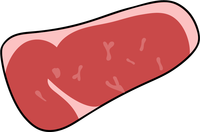 色塗りできる肉 マンガの肉・骨付き のイラストぬれよん-ぬれるフリーイラスト