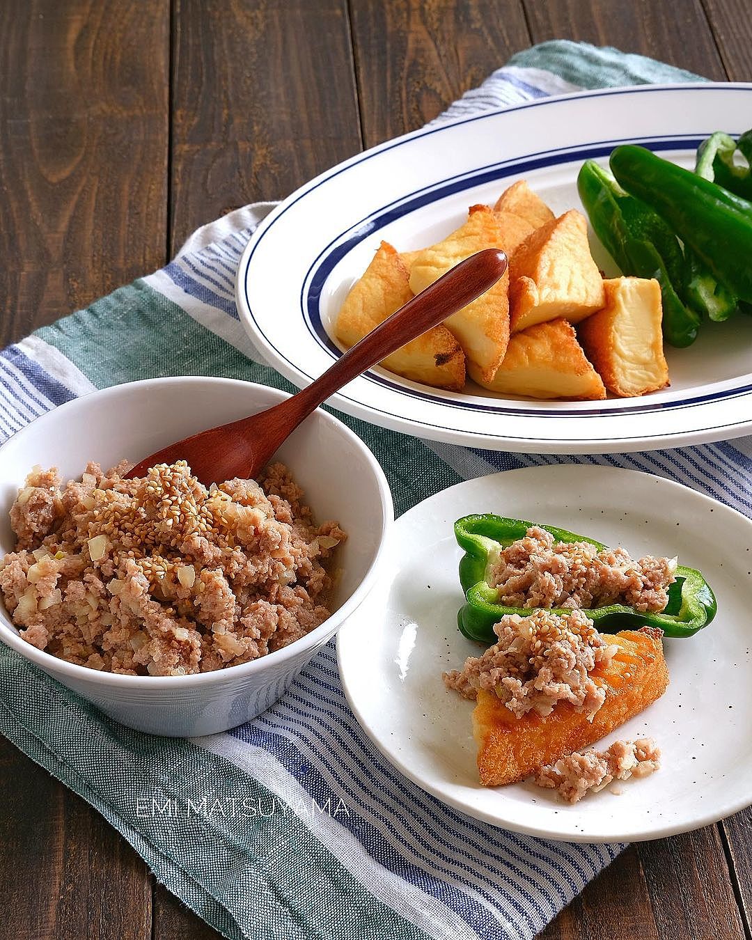 生で食べるピーマンと肉味噌