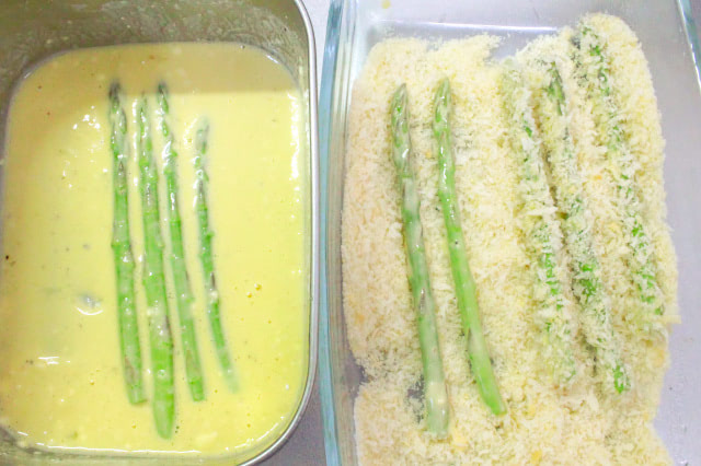 バッター液で簡単♪一気に衣付け！ アスパラの肉巻きフライ時短お弁当