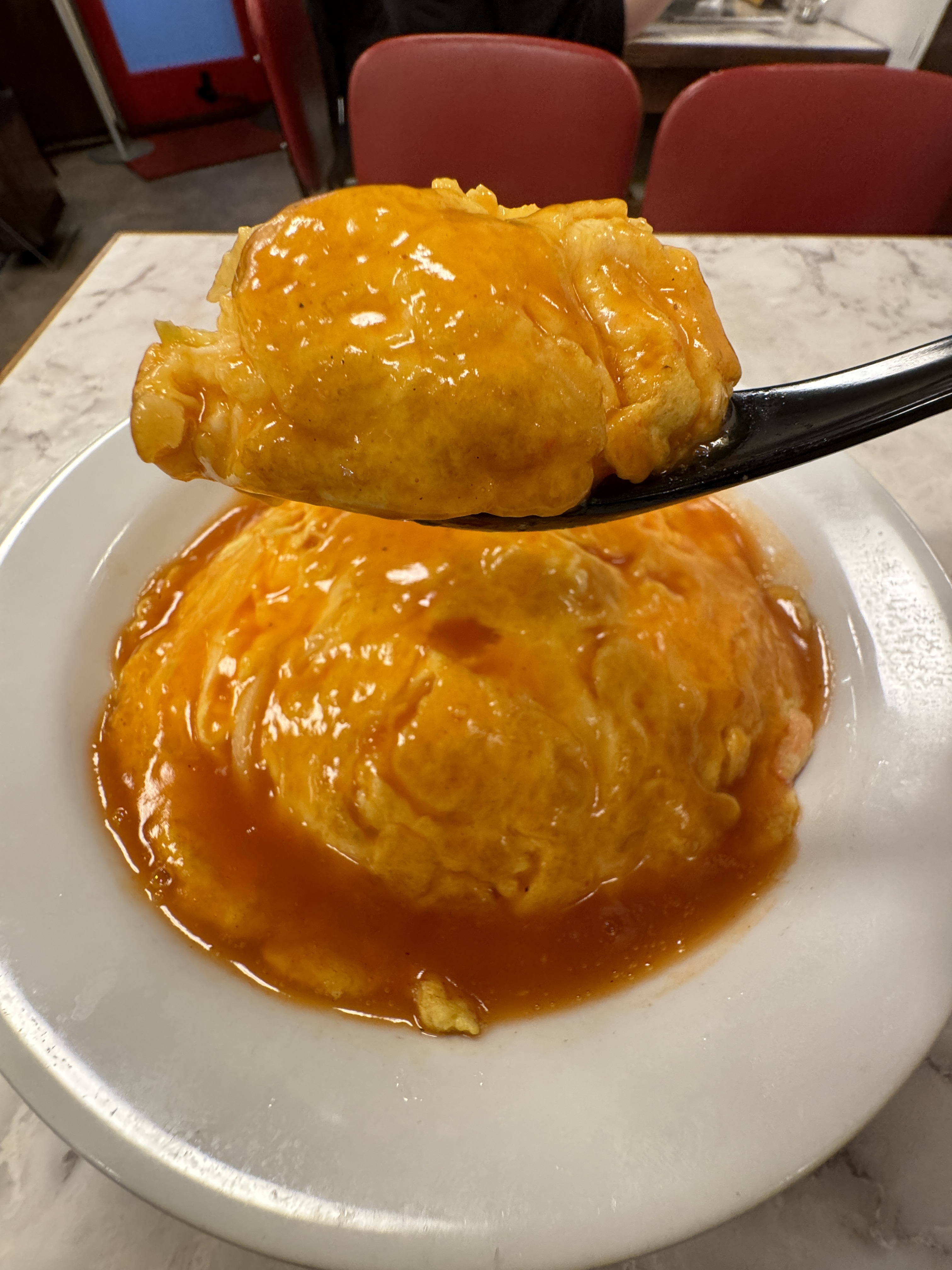 みんな大好きケチャップ甘酢あんの天津飯