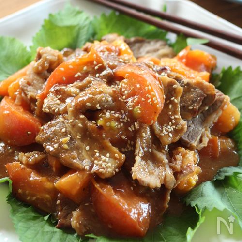 牛肉とトマトのしょうが醤油炒め