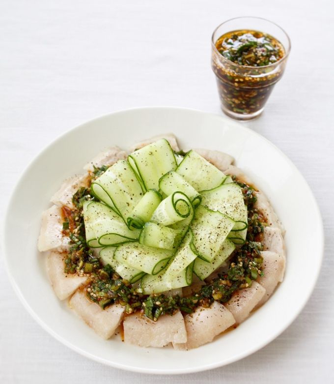 ニラともやしの豚しゃぶ巻き旨だれがけ