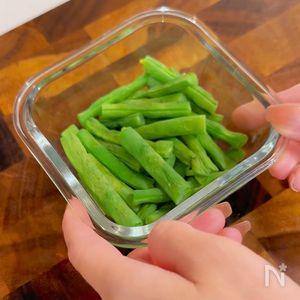 いんげんをレンジで加熱する方法