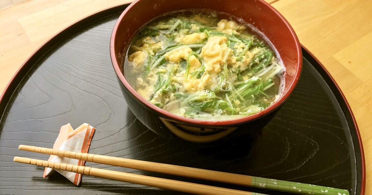 油揚げがジュワ～♪水菜の卵とじ