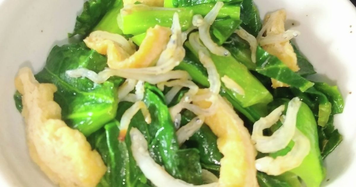 レンジで簡単!小松菜と油揚げのおかかじゃこ炒め風クラシル