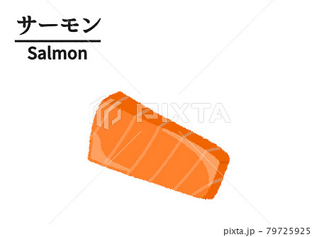 皿にのったサーモンのお寿司イラスト イラスト素材7090891- フォトライブラリ