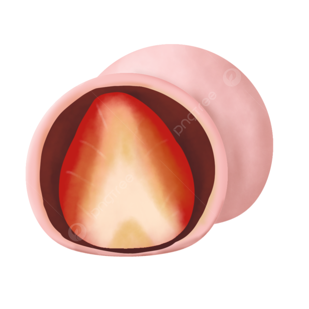 苺大福の和菓子のイラスト：イラスト無料