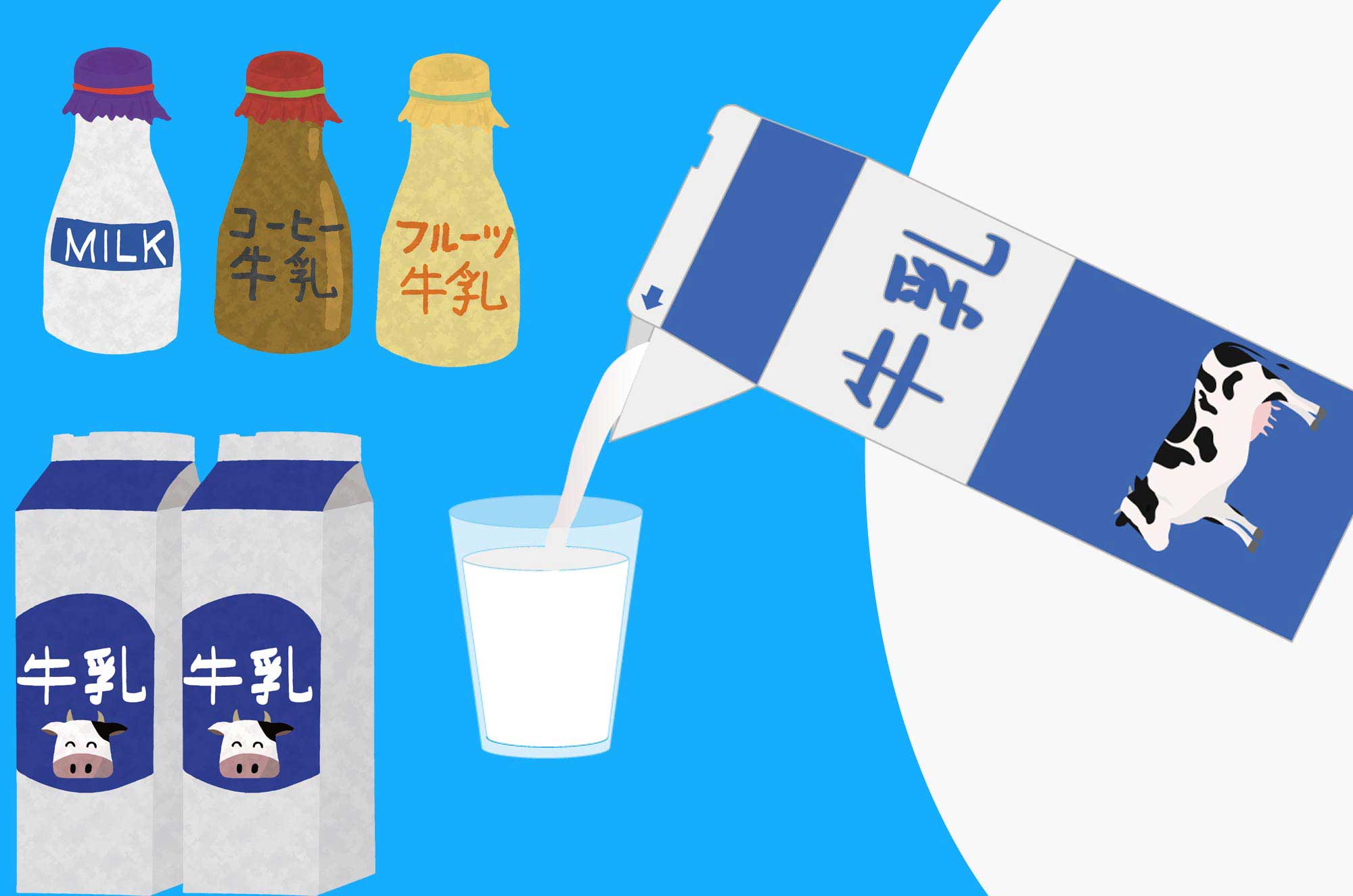 コップの牛乳イラストのフリー素材イラストイメージ