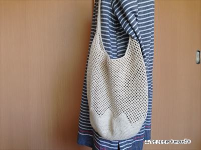 かぎ針編み無料編み図「リンゴ底のネットバッグ」かぎ針編みレシピ・無料編み図 Roniqueロニーク