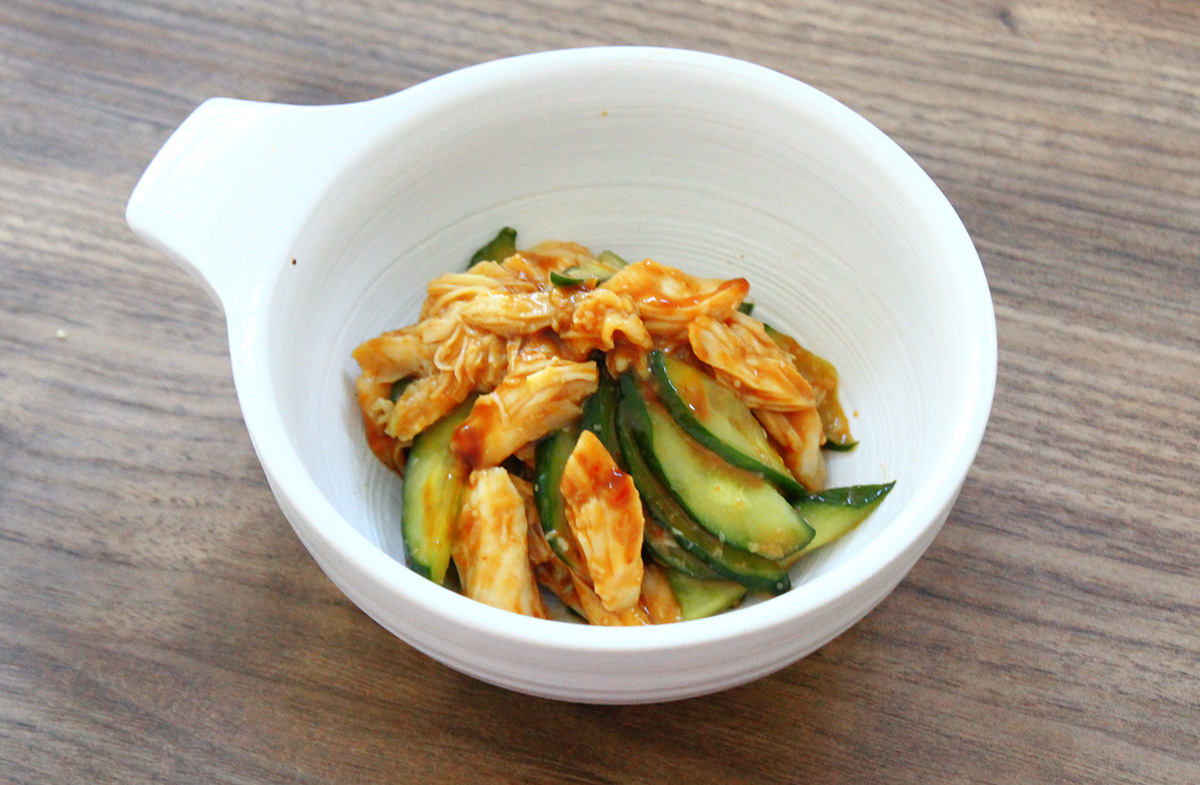 しっとりささみで食べ応え◎『ささみときゅうりの梅ナムル』