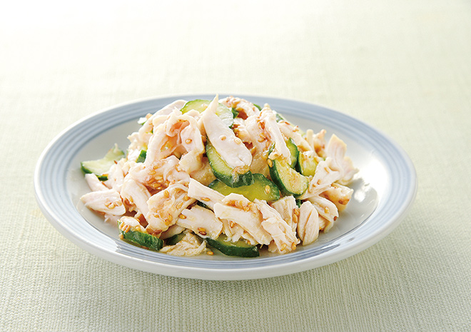 ささみときゅうりの梅ドレッシングかけ♪