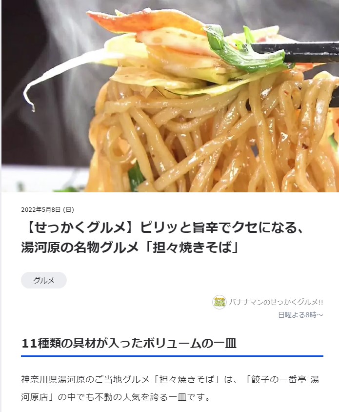 神奈川県 湯河原町のご当地B級グルメ「坦々やきそば」について徹底解説