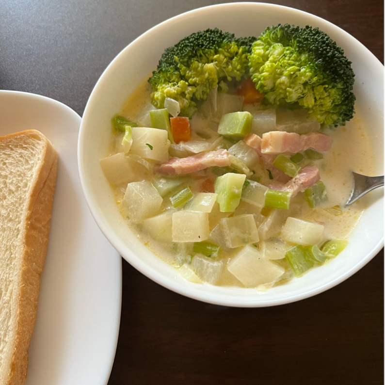 大根消費にオススメすぎる‼︎大根とベーコンのクリームスープ