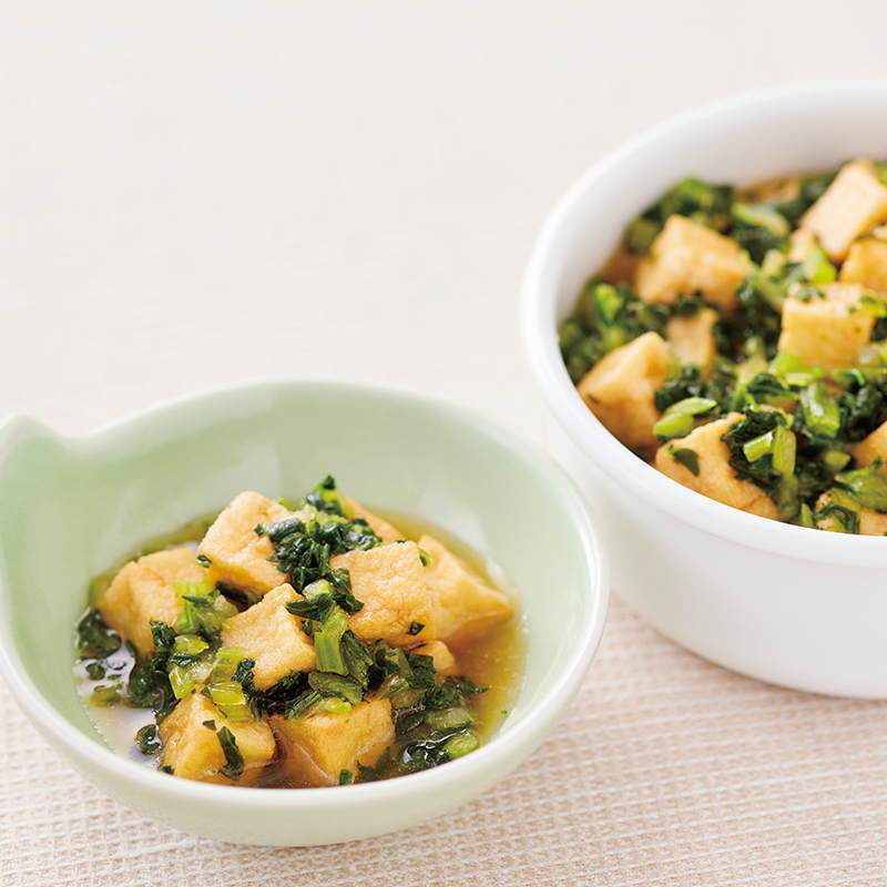 ❤大判厚揚げと小松菜と玉葱のめんつゆソテー❤旬を味わう お手軽レシピ JAグループ