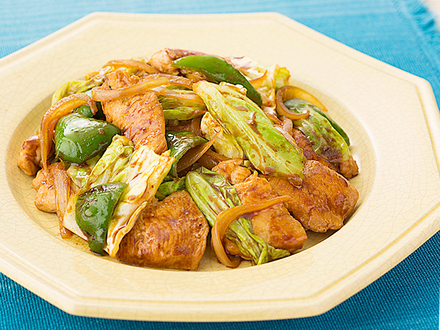 鶏肉とキャベツのごまクリーム炒め