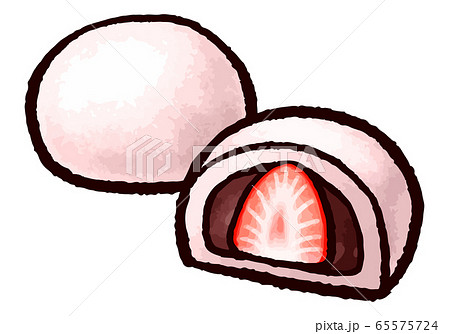 いちご大福食品手描き要素イラスト水彩風無料ベクトル素材