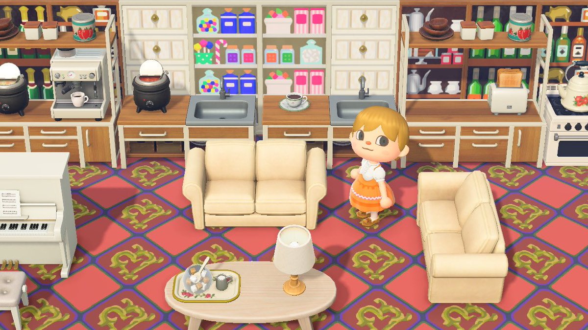 あつ森ハピパラ パティの別荘🍰スイーツの商品開発 部屋レイアウト