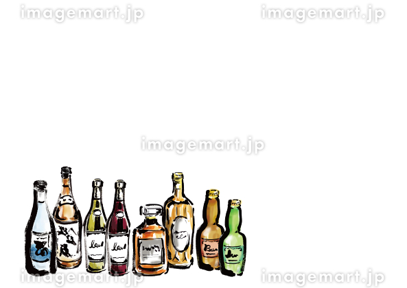 アルコールドリンク ラインイラストセット：イラスト無料