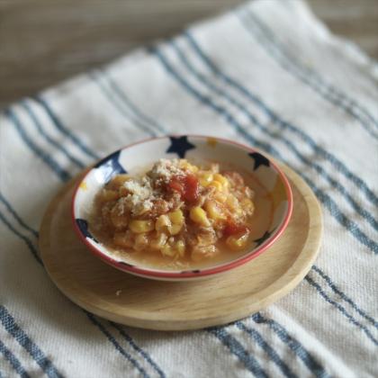 みーちゃんの離乳食 ツナチーズポテト焼き 茹で野菜の粉チーズあえ おにぎり あんこSnapdish スナップディッシュID:a99Cva