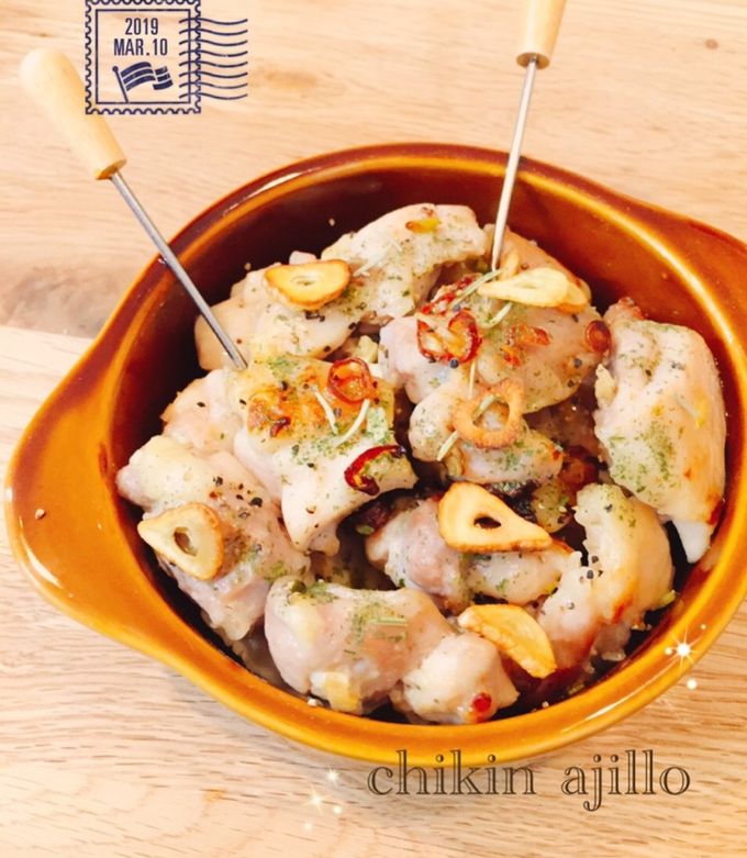 アヒージョの素を使って鶏胸肉のソテーと残り物 〆はプリン桃うさぎのゆる～い日常