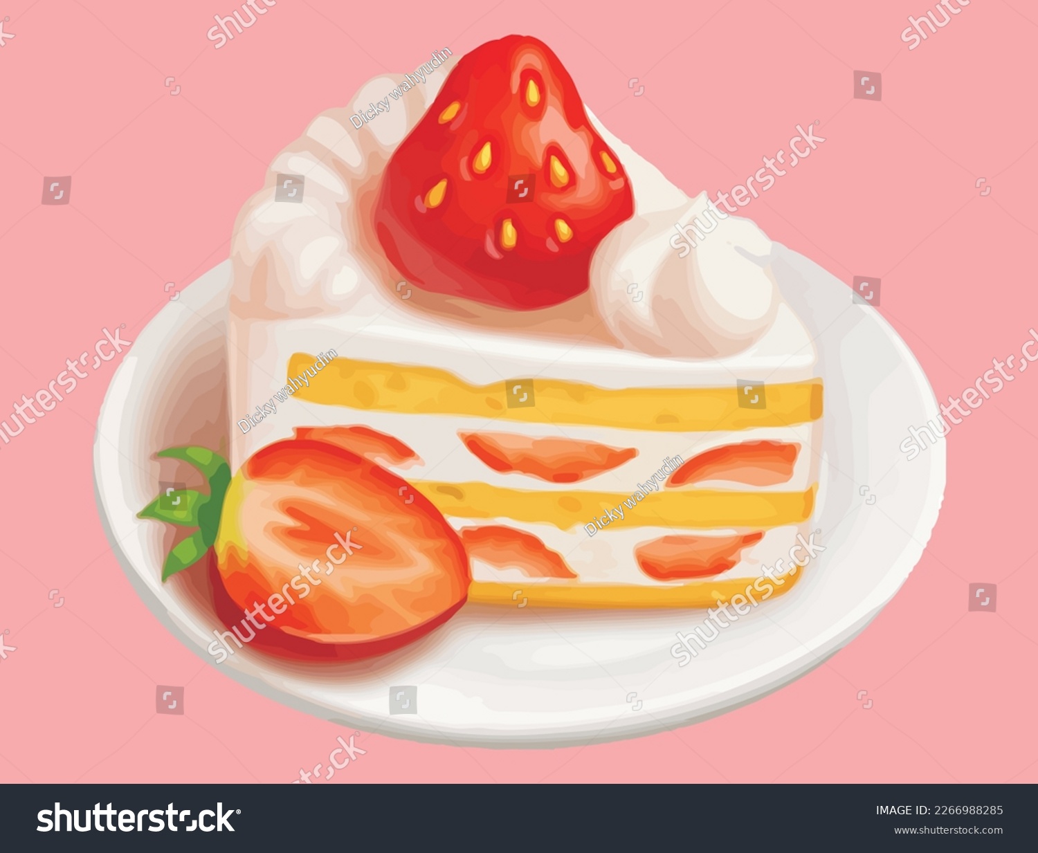 シンプルおしゃれなイチゴのショートケーキイラスト・フリー素材なら「シンテリ」