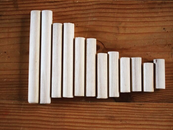 100均・木製丸棒の商品一覧。工作材料のセット本数とサイズ ダイソーとセリアで100円