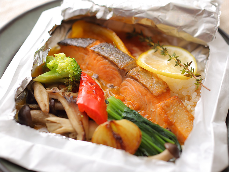 ぶなしめじと鮭のホイル焼き