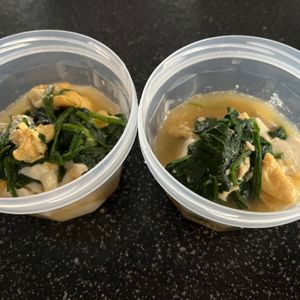 豆腐とちくわ、ほうれんそうの卵とじ