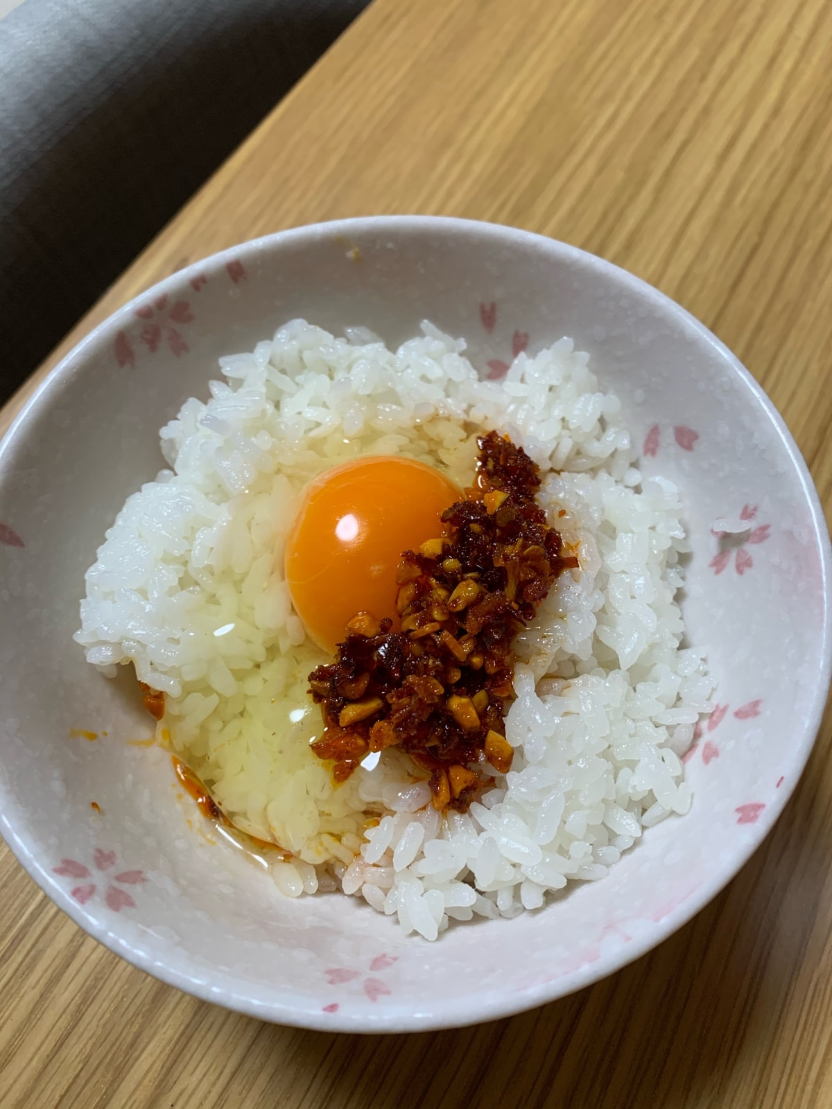 ずぼら飯☆マヨネーズくん製しょうゆご飯☆ラー油風味