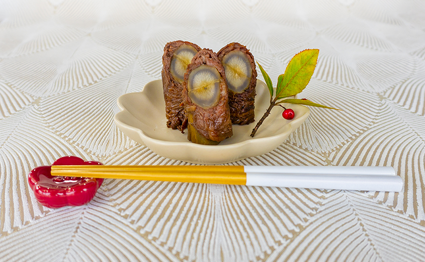 お弁当に♪ごぼうの牛肉巻きからし酢みその藤商店