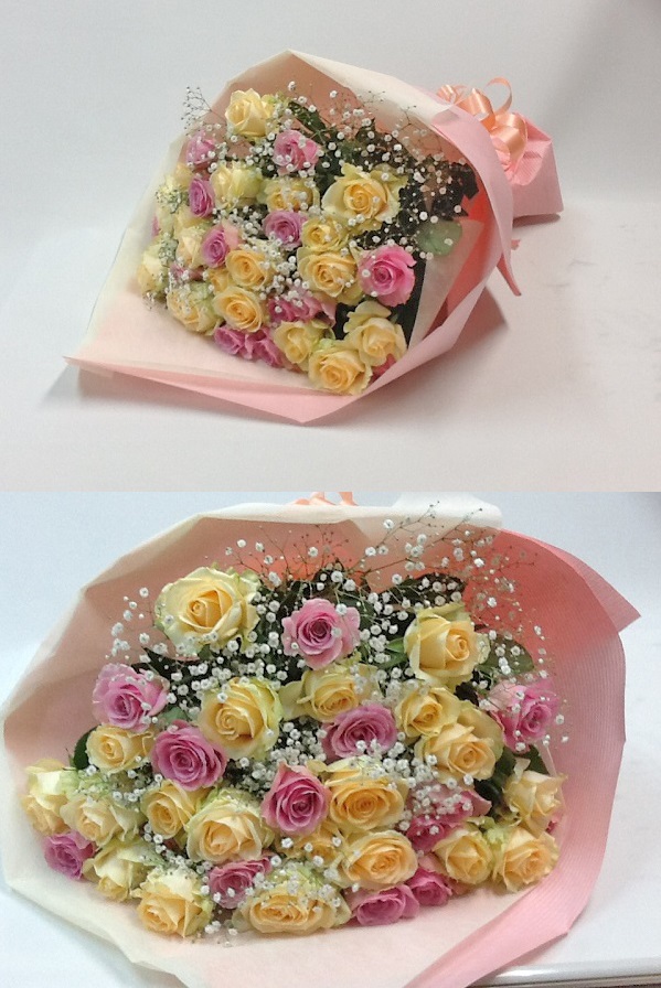 16.パステルカラーのブーケ ￥4,400千葉県旭市で花屋をお探しならギフトに最適なスタンド花が評判のよしの生花