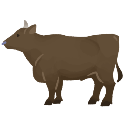 墨絵の闘牛シルエットイラストのフリー素材イラストイメージ